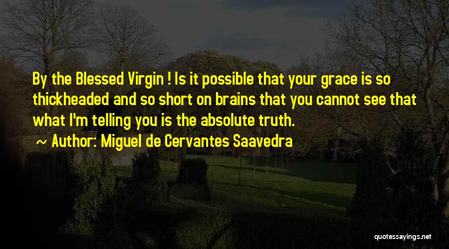 Miguel De Cervantes Saavedra Quotes: By The Blessed Virgin ! Is It Possible That Your Grace Is So Thickheaded And So Short On Brains That
