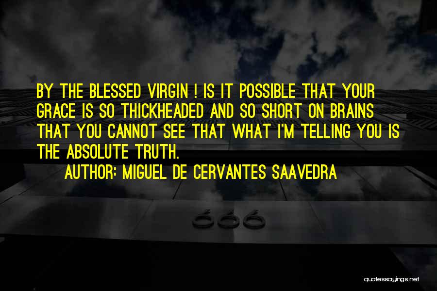 Miguel De Cervantes Saavedra Quotes: By The Blessed Virgin ! Is It Possible That Your Grace Is So Thickheaded And So Short On Brains That