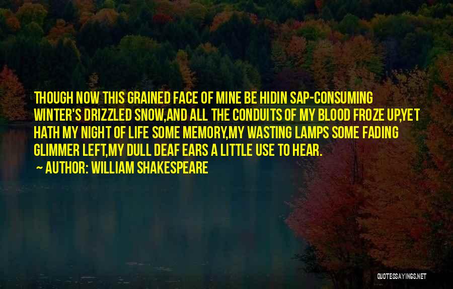 William Shakespeare Quotes: Though Now This Grained Face Of Mine Be Hidin Sap-consuming Winter's Drizzled Snow,and All The Conduits Of My Blood Froze