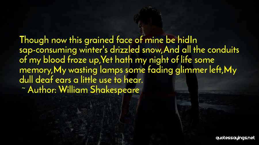 William Shakespeare Quotes: Though Now This Grained Face Of Mine Be Hidin Sap-consuming Winter's Drizzled Snow,and All The Conduits Of My Blood Froze