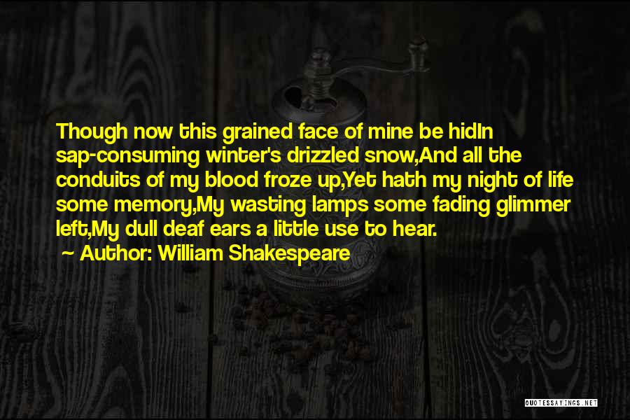 William Shakespeare Quotes: Though Now This Grained Face Of Mine Be Hidin Sap-consuming Winter's Drizzled Snow,and All The Conduits Of My Blood Froze