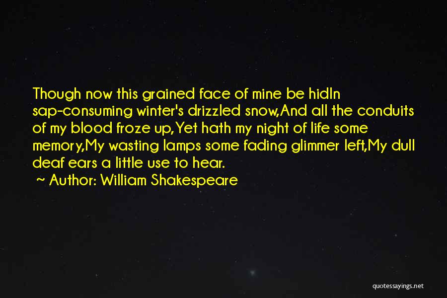 William Shakespeare Quotes: Though Now This Grained Face Of Mine Be Hidin Sap-consuming Winter's Drizzled Snow,and All The Conduits Of My Blood Froze