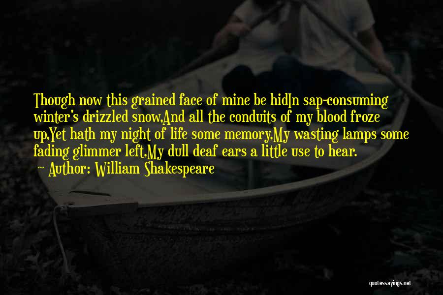 William Shakespeare Quotes: Though Now This Grained Face Of Mine Be Hidin Sap-consuming Winter's Drizzled Snow,and All The Conduits Of My Blood Froze