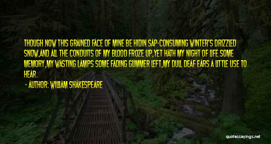 William Shakespeare Quotes: Though Now This Grained Face Of Mine Be Hidin Sap-consuming Winter's Drizzled Snow,and All The Conduits Of My Blood Froze