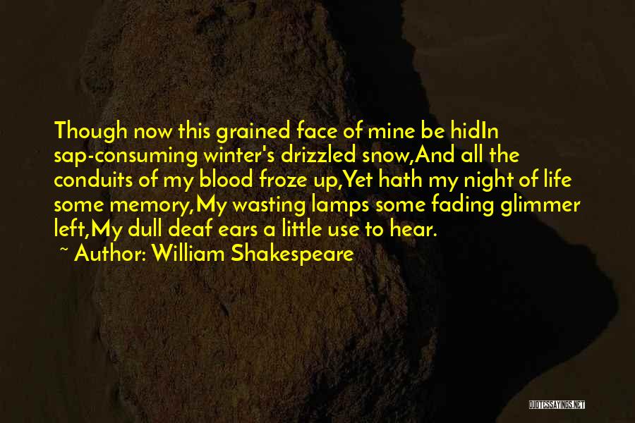 William Shakespeare Quotes: Though Now This Grained Face Of Mine Be Hidin Sap-consuming Winter's Drizzled Snow,and All The Conduits Of My Blood Froze