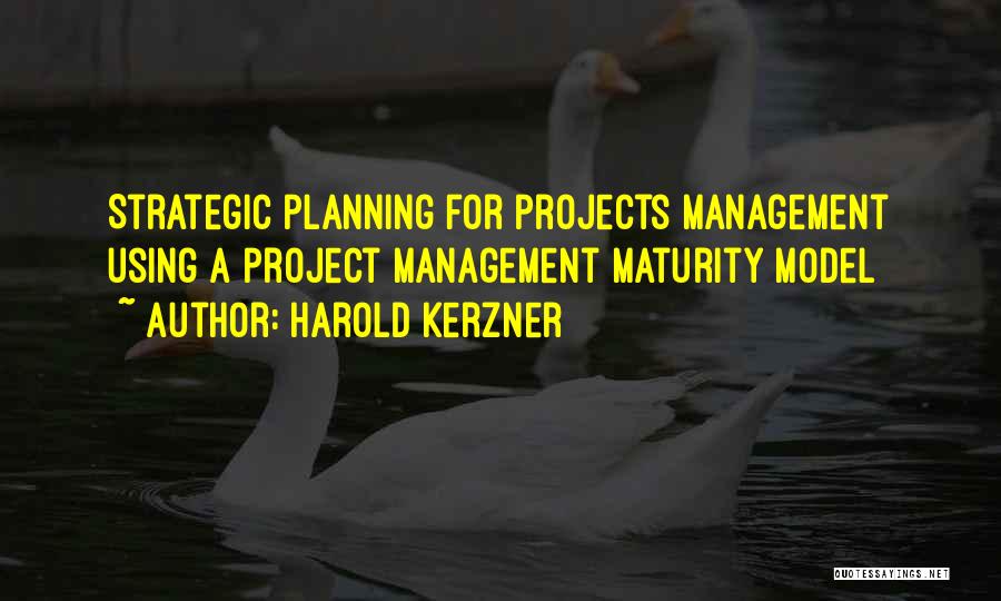 Harold Kerzner Quotes: Strategic Planning For Projects Management Using A Project Management Maturity Model