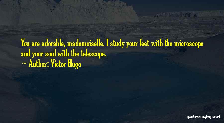 Victor Hugo Quotes: You Are Adorable, Mademoiselle. I Study Your Feet With The Microscope And Your Soul With The Telescope.
