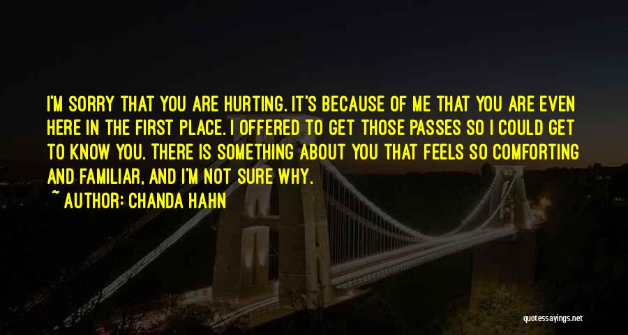 Chanda Hahn Quotes: I'm Sorry That You Are Hurting. It's Because Of Me That You Are Even Here In The First Place. I