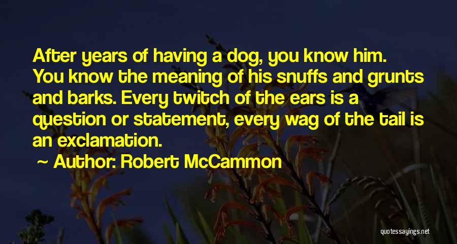 Robert McCammon Quotes: After Years Of Having A Dog, You Know Him. You Know The Meaning Of His Snuffs And Grunts And Barks.