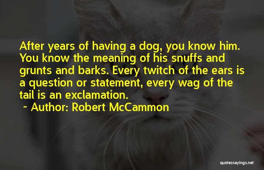 Robert McCammon Quotes: After Years Of Having A Dog, You Know Him. You Know The Meaning Of His Snuffs And Grunts And Barks.