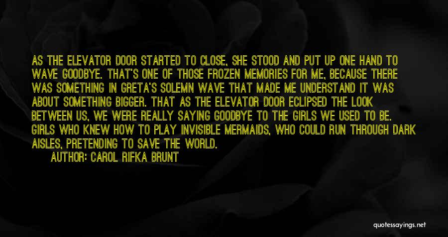 Carol Rifka Brunt Quotes: As The Elevator Door Started To Close, She Stood And Put Up One Hand To Wave Goodbye. That's One Of