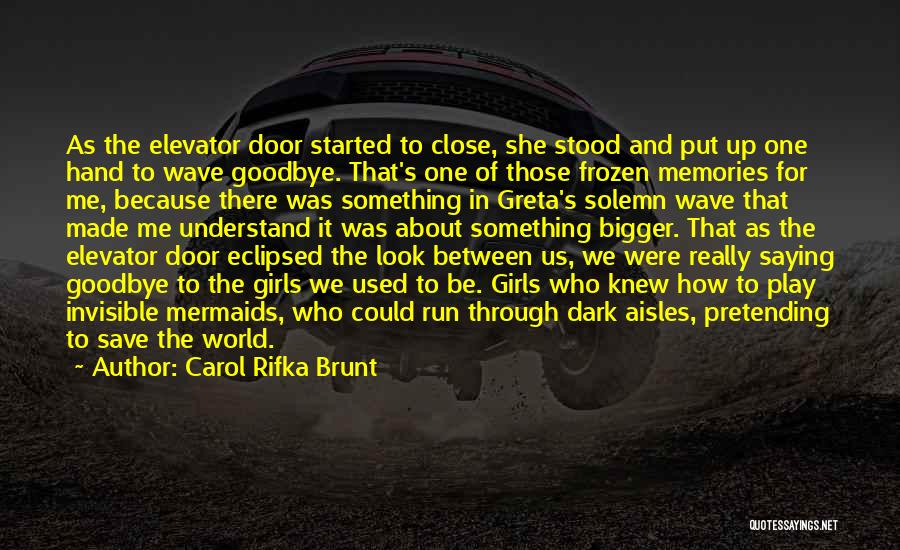 Carol Rifka Brunt Quotes: As The Elevator Door Started To Close, She Stood And Put Up One Hand To Wave Goodbye. That's One Of