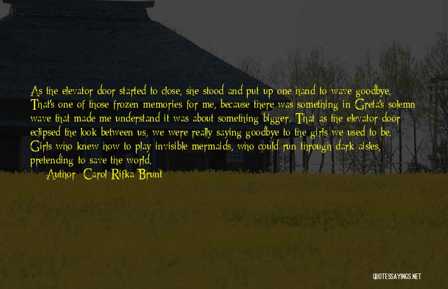 Carol Rifka Brunt Quotes: As The Elevator Door Started To Close, She Stood And Put Up One Hand To Wave Goodbye. That's One Of