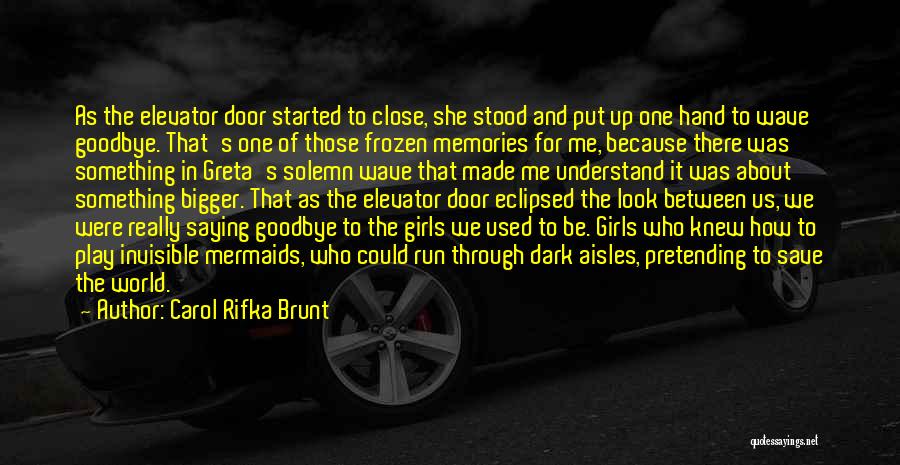 Carol Rifka Brunt Quotes: As The Elevator Door Started To Close, She Stood And Put Up One Hand To Wave Goodbye. That's One Of