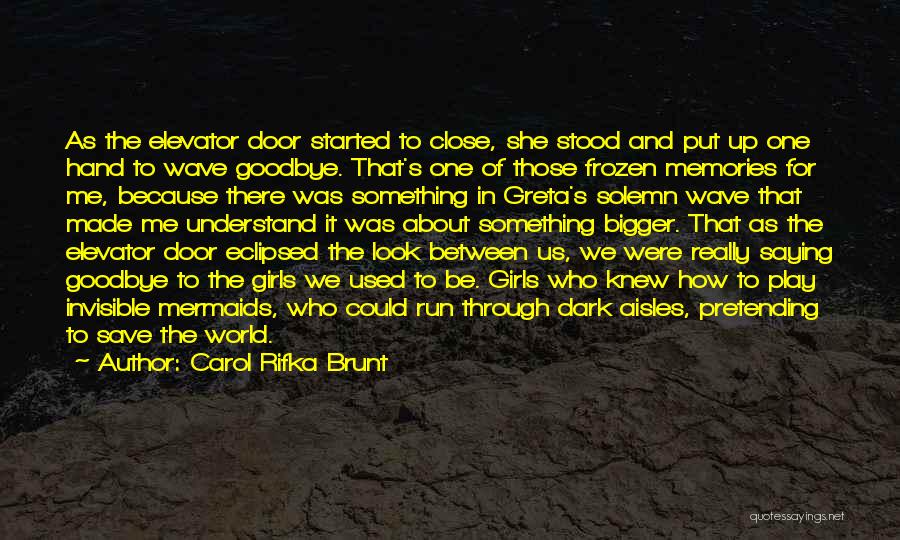 Carol Rifka Brunt Quotes: As The Elevator Door Started To Close, She Stood And Put Up One Hand To Wave Goodbye. That's One Of