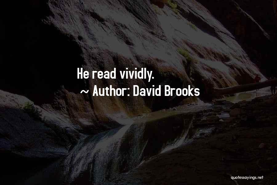 David Brooks Quotes: He Read Vividly.