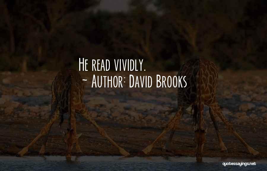 David Brooks Quotes: He Read Vividly.