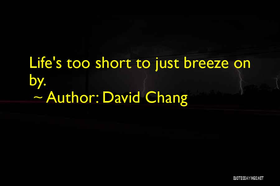 David Chang Quotes: Life's Too Short To Just Breeze On By.