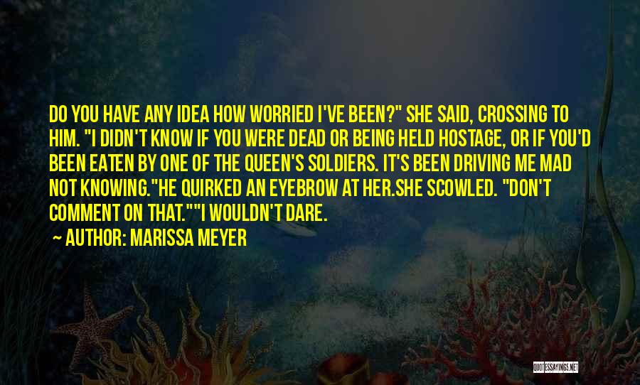 Marissa Meyer Quotes: Do You Have Any Idea How Worried I've Been? She Said, Crossing To Him. I Didn't Know If You Were