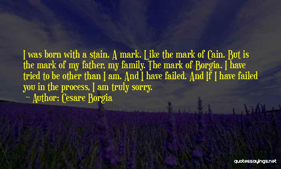 Cesare Borgia Quotes: I Was Born With A Stain. A Mark. Like The Mark Of Cain. But Is The Mark Of My Father,