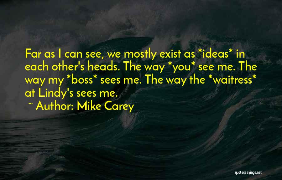 Mike Carey Quotes: Far As I Can See, We Mostly Exist As *ideas* In Each Other's Heads. The Way *you* See Me. The