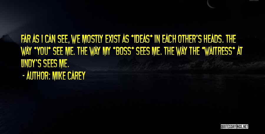 Mike Carey Quotes: Far As I Can See, We Mostly Exist As *ideas* In Each Other's Heads. The Way *you* See Me. The