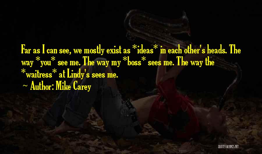 Mike Carey Quotes: Far As I Can See, We Mostly Exist As *ideas* In Each Other's Heads. The Way *you* See Me. The