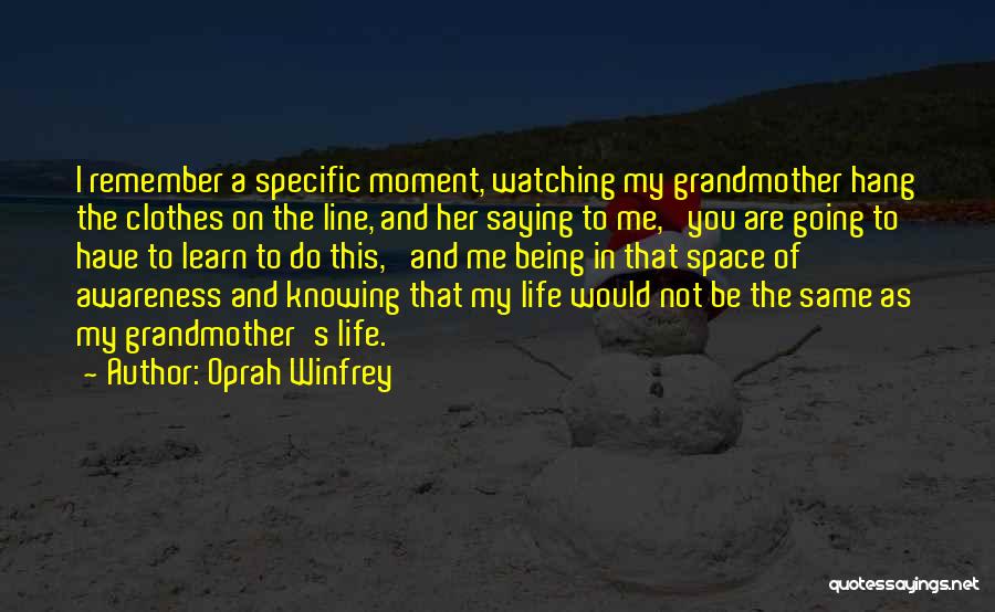 Oprah Winfrey Quotes: I Remember A Specific Moment, Watching My Grandmother Hang The Clothes On The Line, And Her Saying To Me, 'you