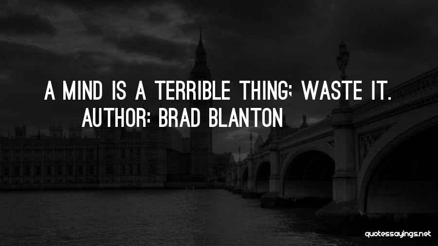 Brad Blanton Quotes: A Mind Is A Terrible Thing; Waste It.