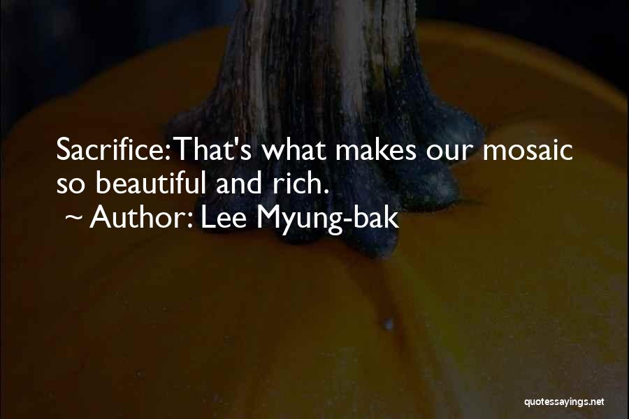 Lee Myung-bak Quotes: Sacrifice: That's What Makes Our Mosaic So Beautiful And Rich.