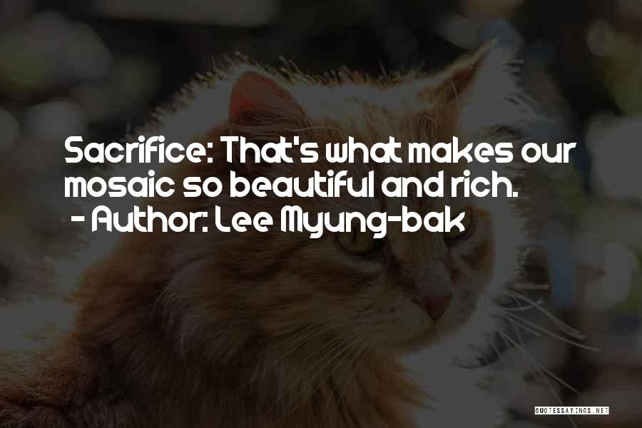 Lee Myung-bak Quotes: Sacrifice: That's What Makes Our Mosaic So Beautiful And Rich.