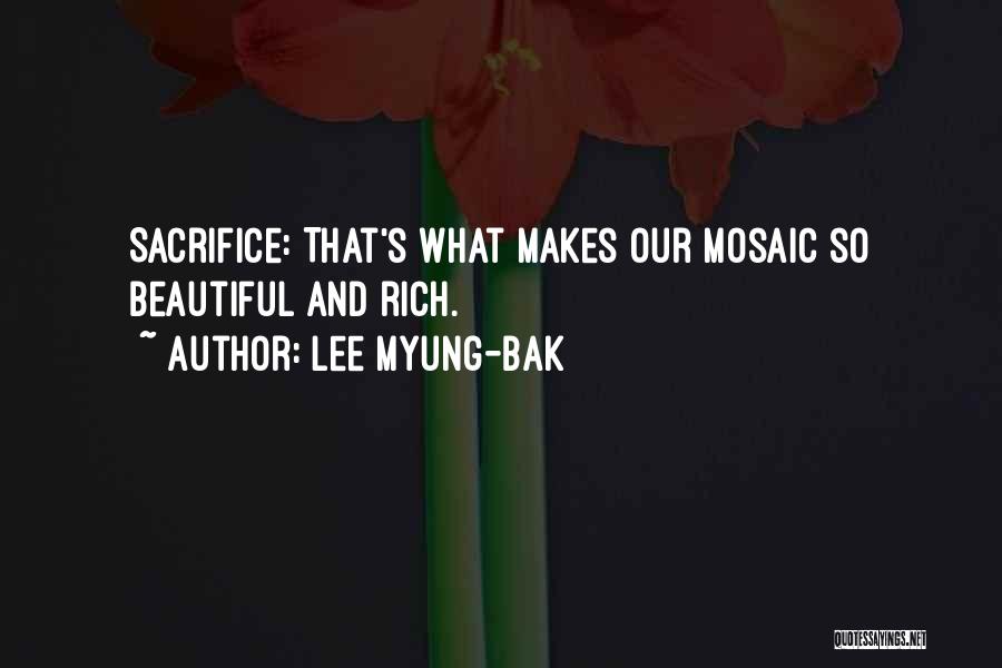 Lee Myung-bak Quotes: Sacrifice: That's What Makes Our Mosaic So Beautiful And Rich.