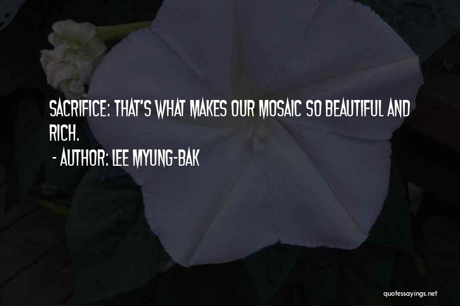 Lee Myung-bak Quotes: Sacrifice: That's What Makes Our Mosaic So Beautiful And Rich.