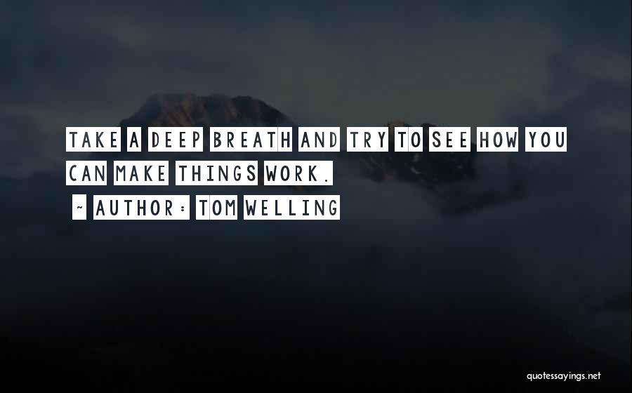 Tom Welling Quotes: Take A Deep Breath And Try To See How You Can Make Things Work.