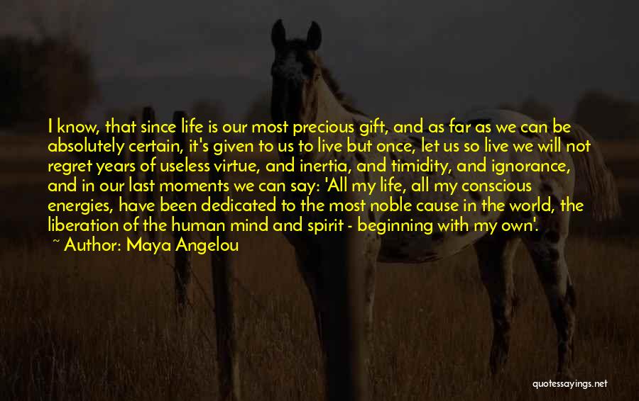 Maya Angelou Quotes: I Know, That Since Life Is Our Most Precious Gift, And As Far As We Can Be Absolutely Certain, It's