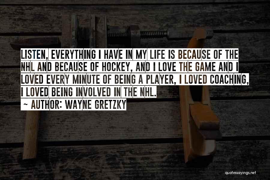 Wayne Gretzky Quotes: Listen, Everything I Have In My Life Is Because Of The Nhl And Because Of Hockey, And I Love The