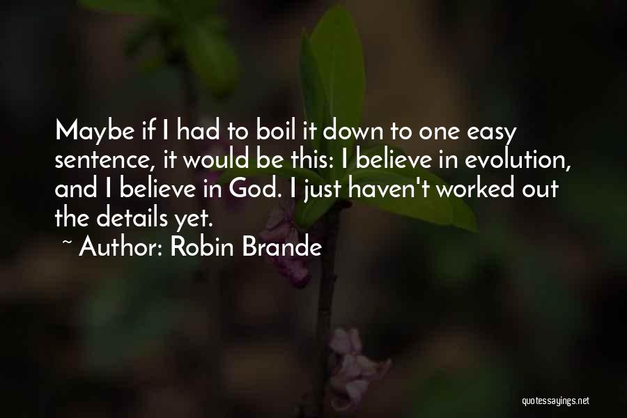 Robin Brande Quotes: Maybe If I Had To Boil It Down To One Easy Sentence, It Would Be This: I Believe In Evolution,