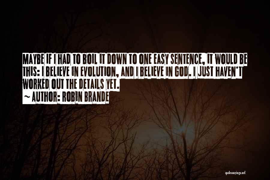 Robin Brande Quotes: Maybe If I Had To Boil It Down To One Easy Sentence, It Would Be This: I Believe In Evolution,