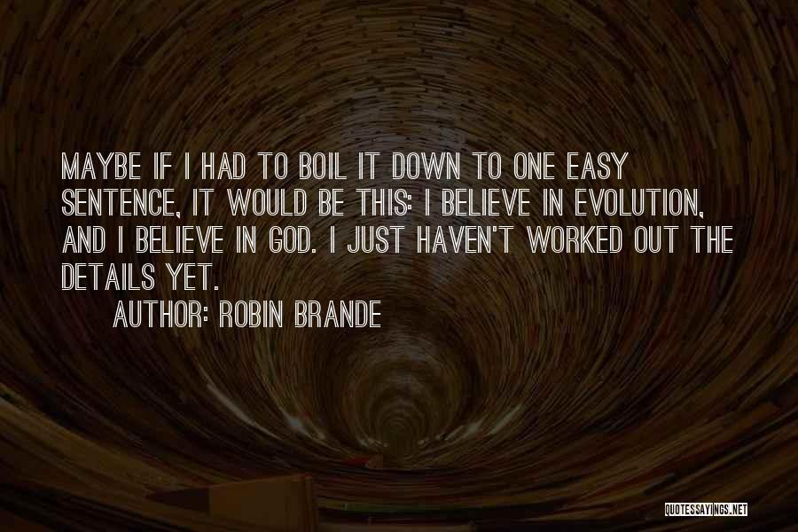 Robin Brande Quotes: Maybe If I Had To Boil It Down To One Easy Sentence, It Would Be This: I Believe In Evolution,