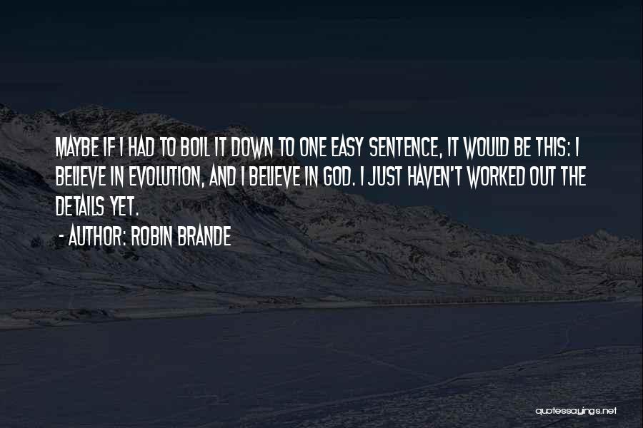 Robin Brande Quotes: Maybe If I Had To Boil It Down To One Easy Sentence, It Would Be This: I Believe In Evolution,