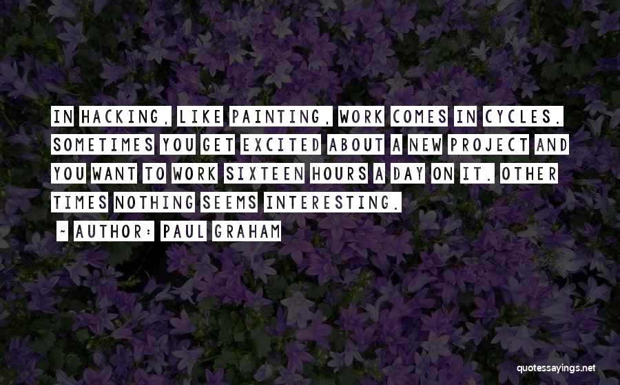 Paul Graham Quotes: In Hacking, Like Painting, Work Comes In Cycles. Sometimes You Get Excited About A New Project And You Want To