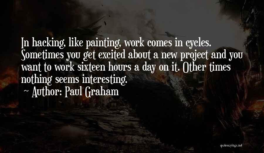 Paul Graham Quotes: In Hacking, Like Painting, Work Comes In Cycles. Sometimes You Get Excited About A New Project And You Want To