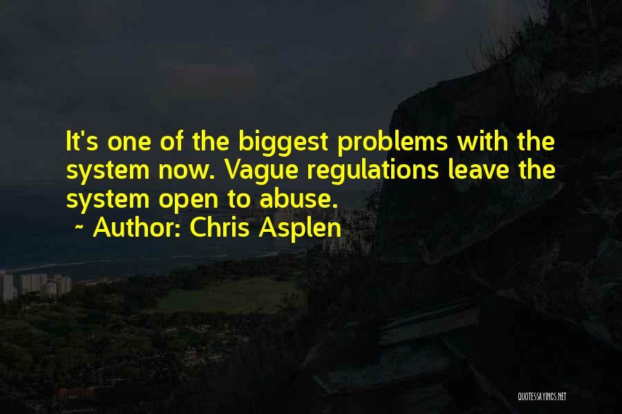 Chris Asplen Quotes: It's One Of The Biggest Problems With The System Now. Vague Regulations Leave The System Open To Abuse.