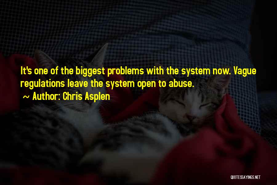 Chris Asplen Quotes: It's One Of The Biggest Problems With The System Now. Vague Regulations Leave The System Open To Abuse.