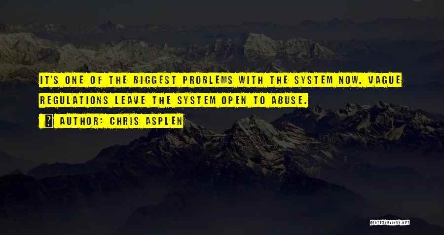 Chris Asplen Quotes: It's One Of The Biggest Problems With The System Now. Vague Regulations Leave The System Open To Abuse.