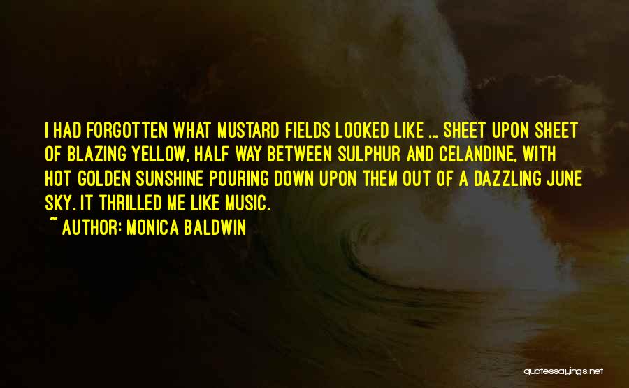 Monica Baldwin Quotes: I Had Forgotten What Mustard Fields Looked Like ... Sheet Upon Sheet Of Blazing Yellow, Half Way Between Sulphur And