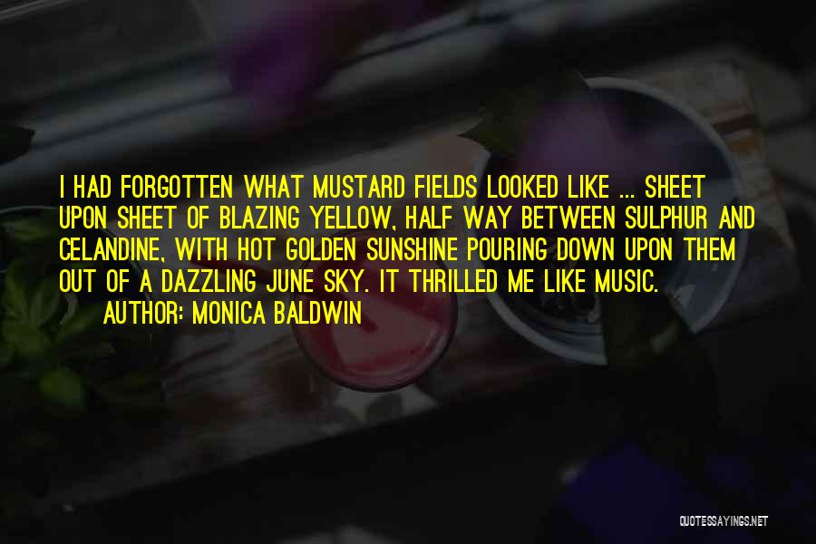 Monica Baldwin Quotes: I Had Forgotten What Mustard Fields Looked Like ... Sheet Upon Sheet Of Blazing Yellow, Half Way Between Sulphur And