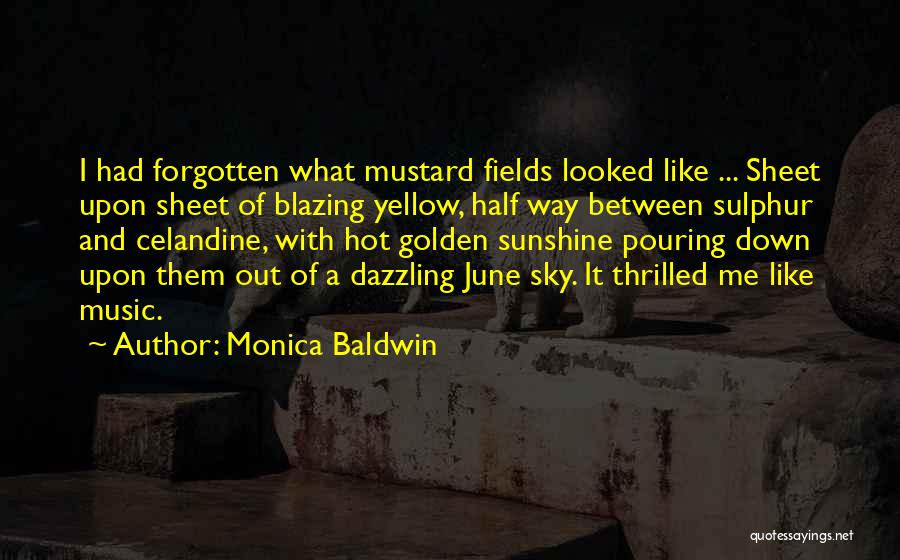 Monica Baldwin Quotes: I Had Forgotten What Mustard Fields Looked Like ... Sheet Upon Sheet Of Blazing Yellow, Half Way Between Sulphur And