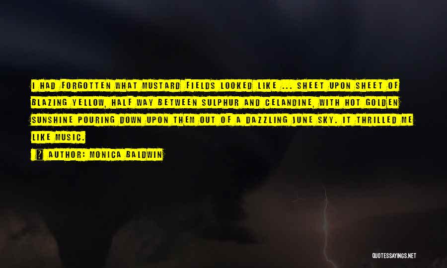 Monica Baldwin Quotes: I Had Forgotten What Mustard Fields Looked Like ... Sheet Upon Sheet Of Blazing Yellow, Half Way Between Sulphur And