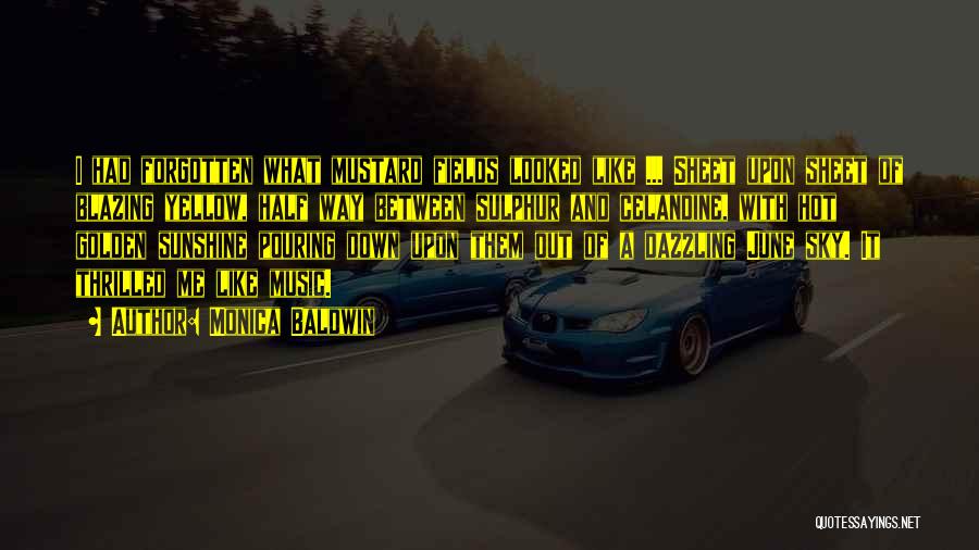 Monica Baldwin Quotes: I Had Forgotten What Mustard Fields Looked Like ... Sheet Upon Sheet Of Blazing Yellow, Half Way Between Sulphur And